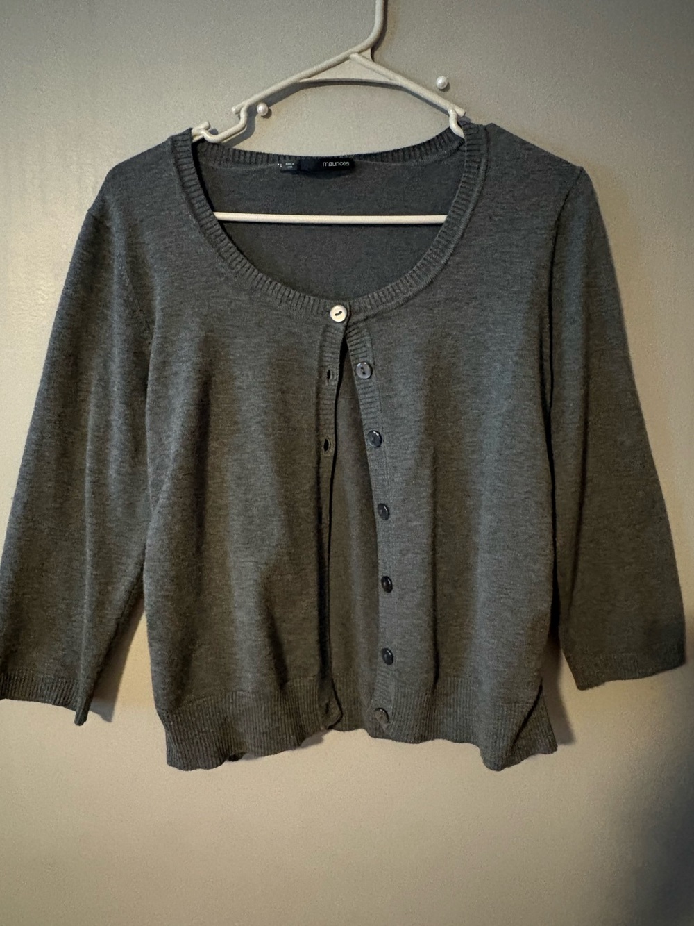 Maurices Gray Cropped Button-Front Cardigan